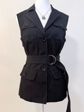 Vintage D’Jeans by Donna Degnan Belted Cargo Vest 90s Utility Classic